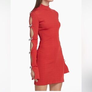 Mach & Mach Crystal Bow Rib-Knit Minidress Size UK10/US8 NWT